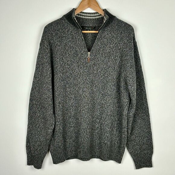 Iceland Mens Quarter Zip‎ Sweater Size Large Wool Blend Made in Italy Casual - Picture 1 of 9